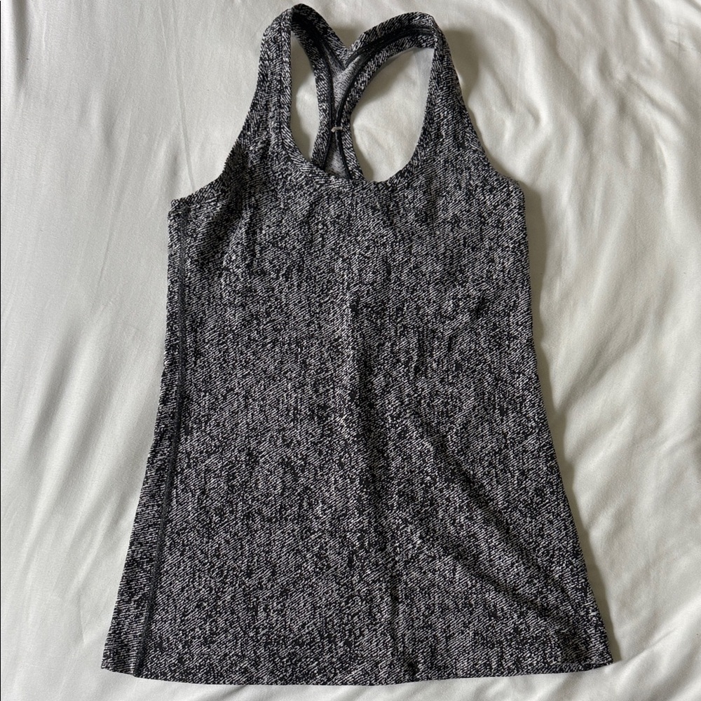lululemon athletica Black & White Marled Cross-Back Tank Top